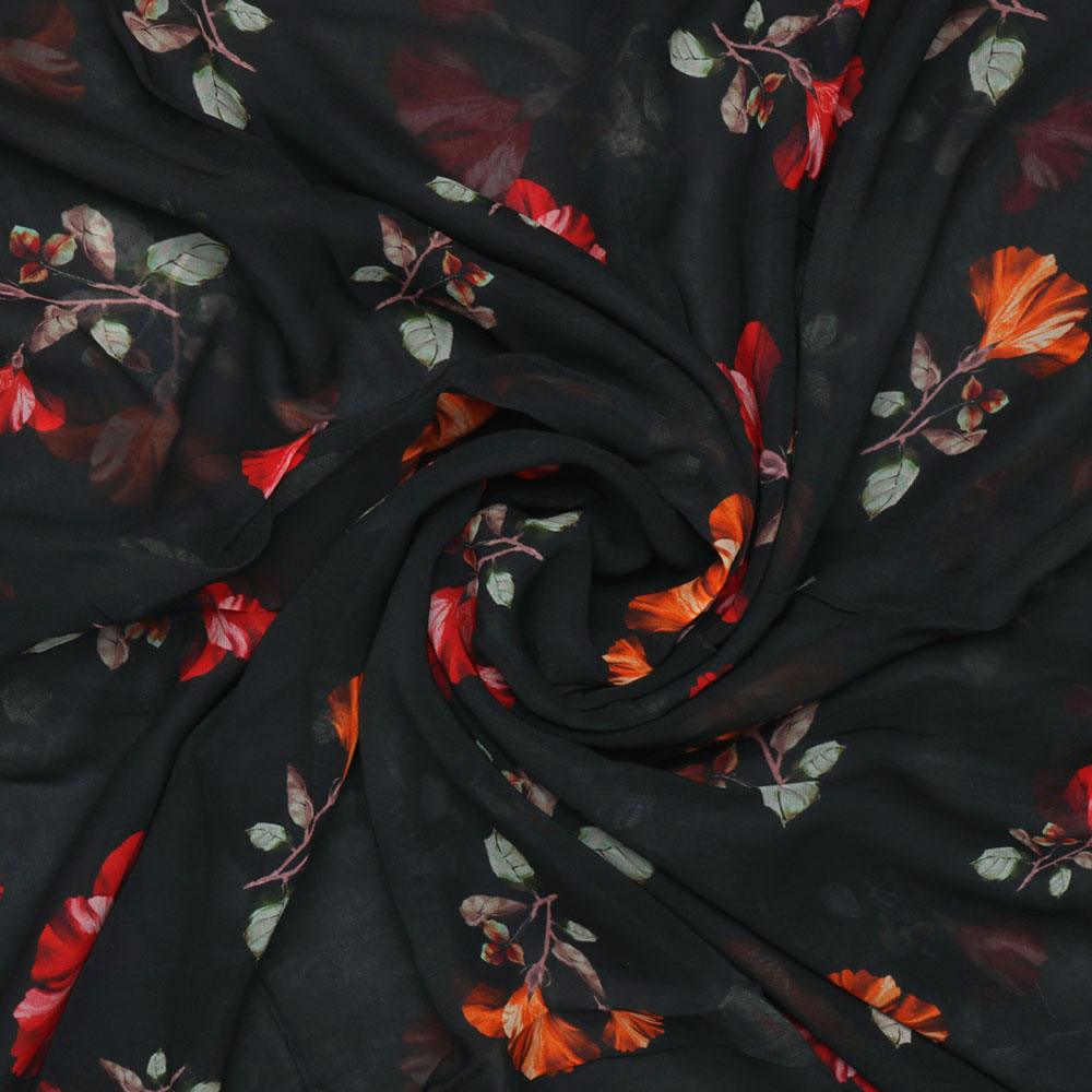 Morden Red Iris With Golden Floral Digital Printed Fabric - Pure Georgette – pg 0 ta08882p1 110 morden red iris with golden floral digital printed fabric pure georgette 1