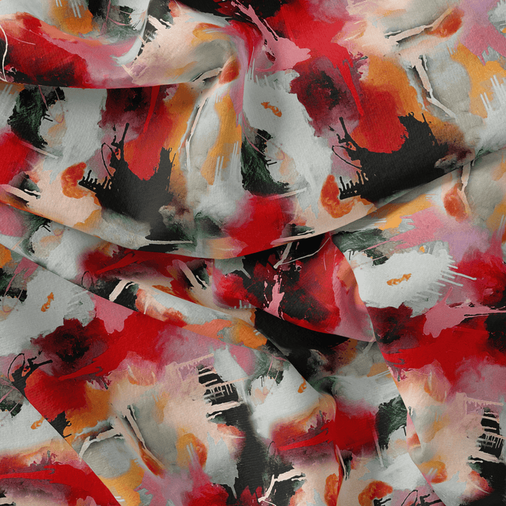Morden Paint Of Art Multicolor Digital Printed Fabric - Pure Georgette - FAB VOGUE Studio®