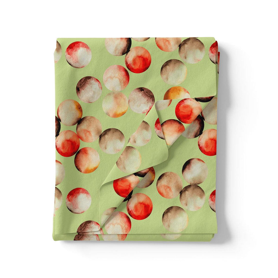 Pista Green Polka Dot Printed Pure Georgette Fabric Material - FAB VOGUE Studio®