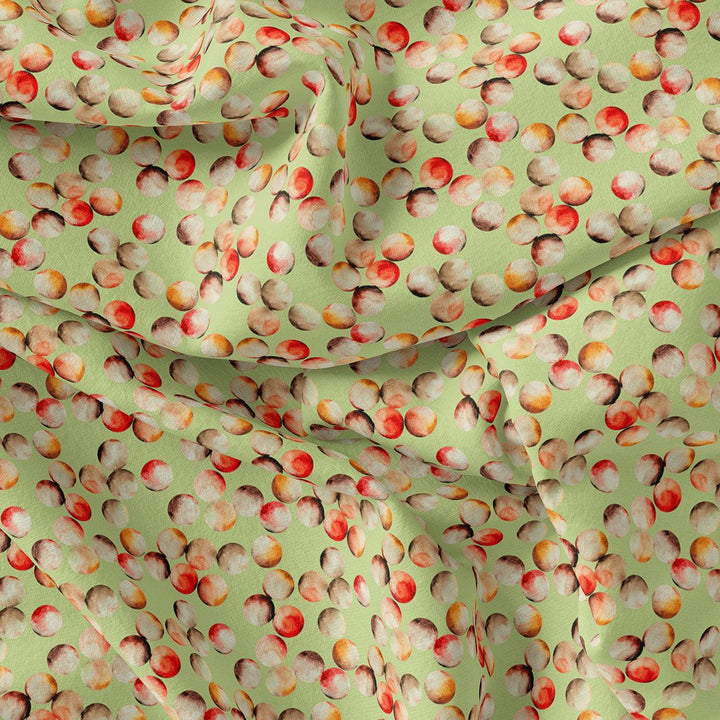 Pista Green Polka Dot Printed Pure Georgette Fabric Material - FAB VOGUE Studio®