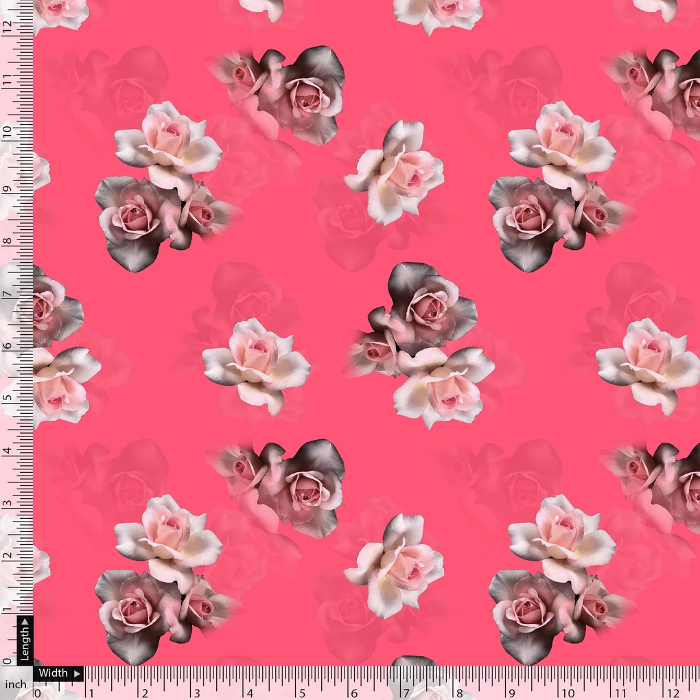 Pinkish Background With Valvet Roses Digital Printed Fabric - Pure Georgette – pg 0 ta08948p15 110 pinkish background with valvet roses digital printed fabric pure georgette 5