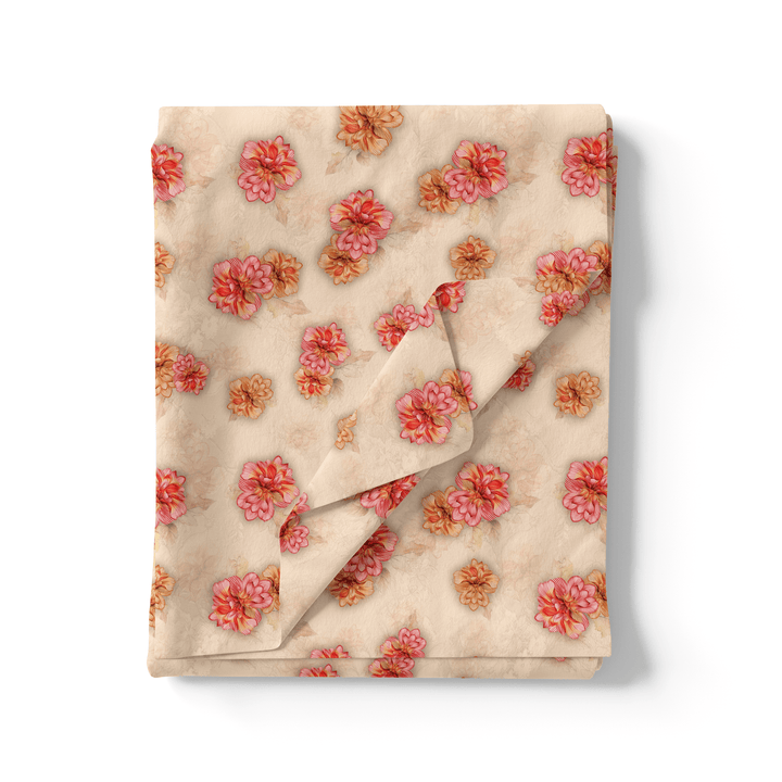 Beautiful Red With Light Floral Flower Digital Printed Fabric - Pure Georgette - FAB VOGUE Studio®