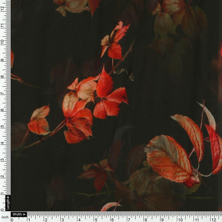 Green Leaves Pure Georgette Printed Fabric - FAB VOGUE Studio®