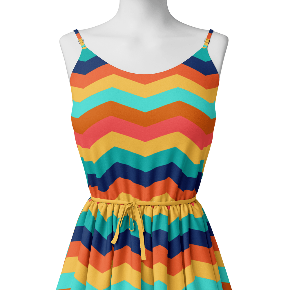 Rainbow Colour Strips Zigzag Digital Printed Fabric - Pure Georgette - FAB VOGUE Studio®