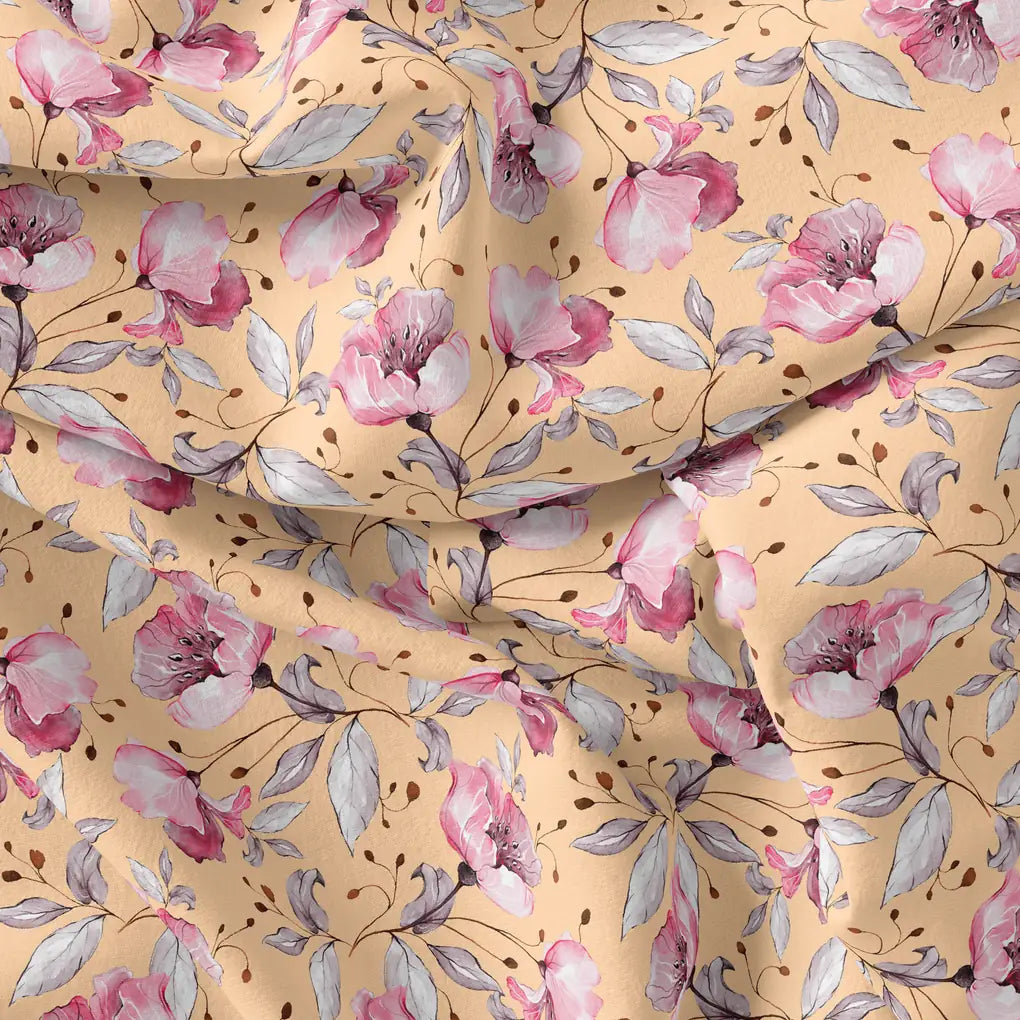 Modern Paint Of Leaves With Flower Digital Printed Fabric - Pure Georgette – pg 0 ta09552p11 110 modern paint of leaves with flower digital printed fabric pure georgette 4