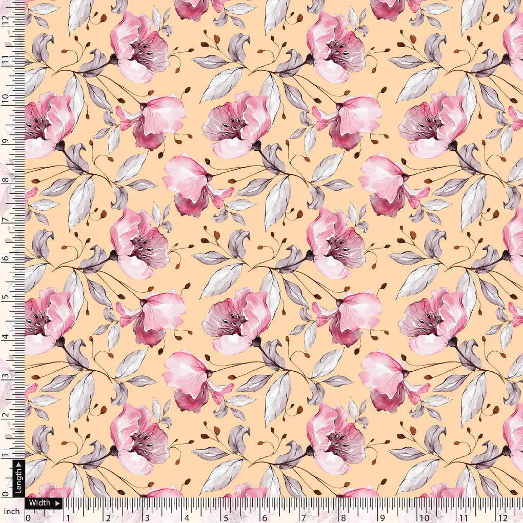 Modern Paint Of Leaves With Flower Digital Printed Fabric - Pure Georgette – pg 0 ta09552p11 110 modern paint of leaves with flower digital printed fabric pure georgette 5