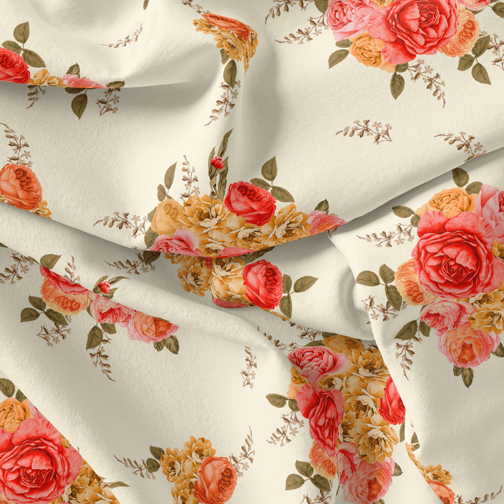 Decorative Multi Colour Flower Digital Printed Fabric - Pure Georgette - FAB VOGUE Studio®