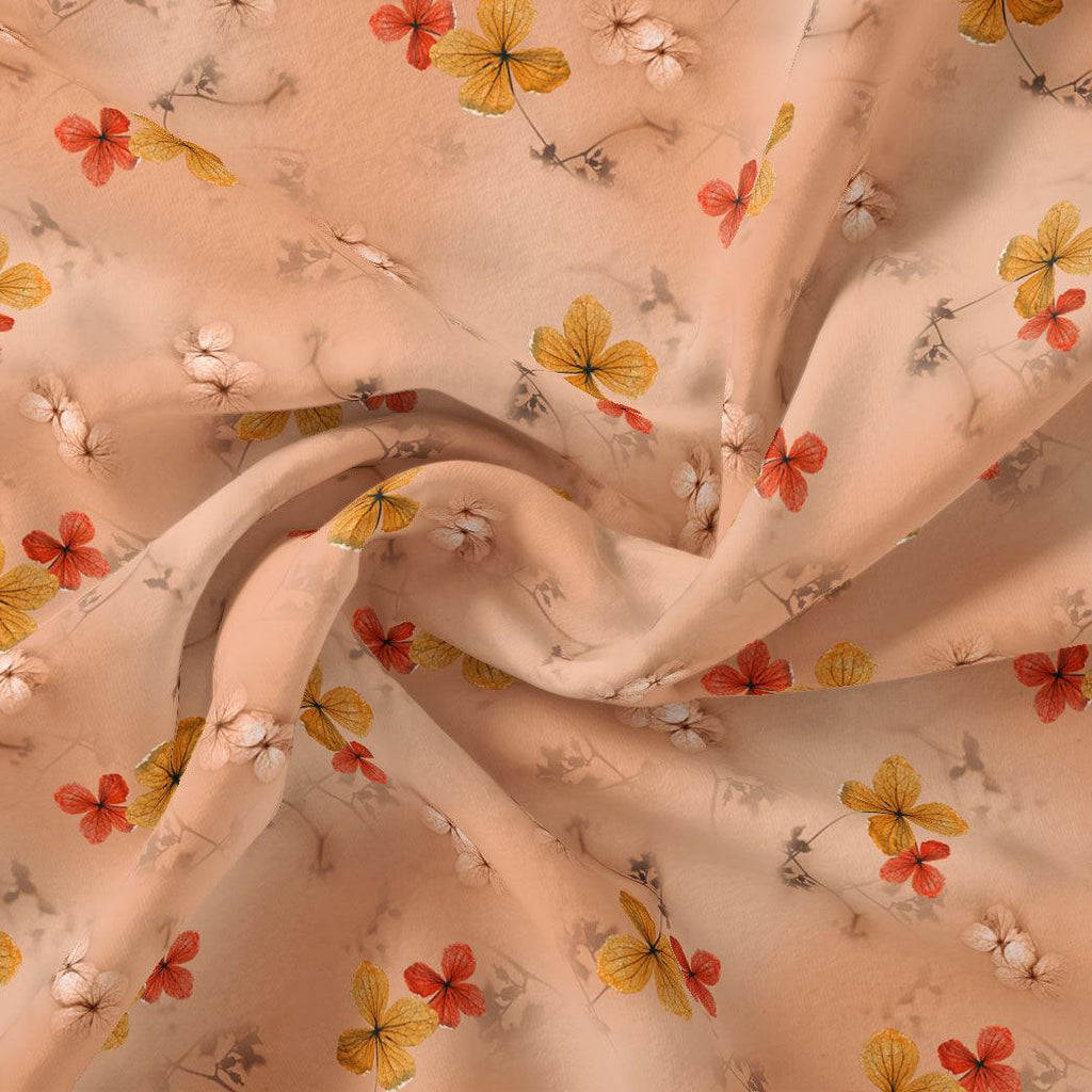 Repeat Red And Golden Periwinkle Digital Printed Fabric - Pure Georgette – pg 0 ta09558p5 110 repeat red and golden periwinkle digital printed fabric pure georgette 1