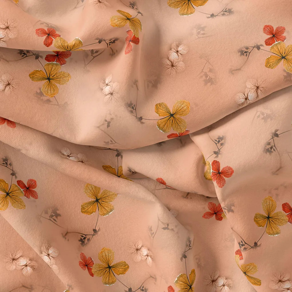 Repeat Red And Golden Periwinkle Digital Printed Fabric - Pure Georgette – pg 0 ta09558p5 110 repeat red and golden periwinkle digital printed fabric pure georgette 4