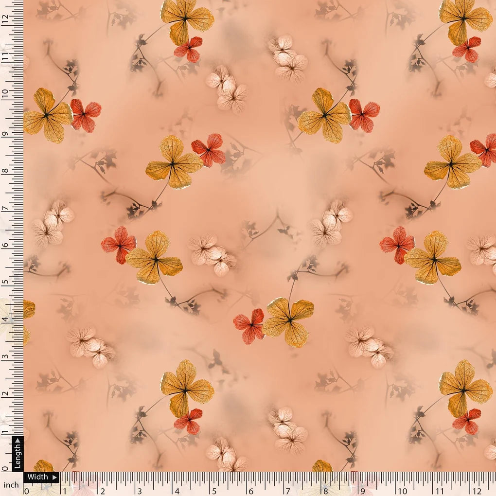 Repeat Red And Golden Periwinkle Digital Printed Fabric - Pure Georgette – pg 0 ta09558p5 110 repeat red and golden periwinkle digital printed fabric pure georgette 5