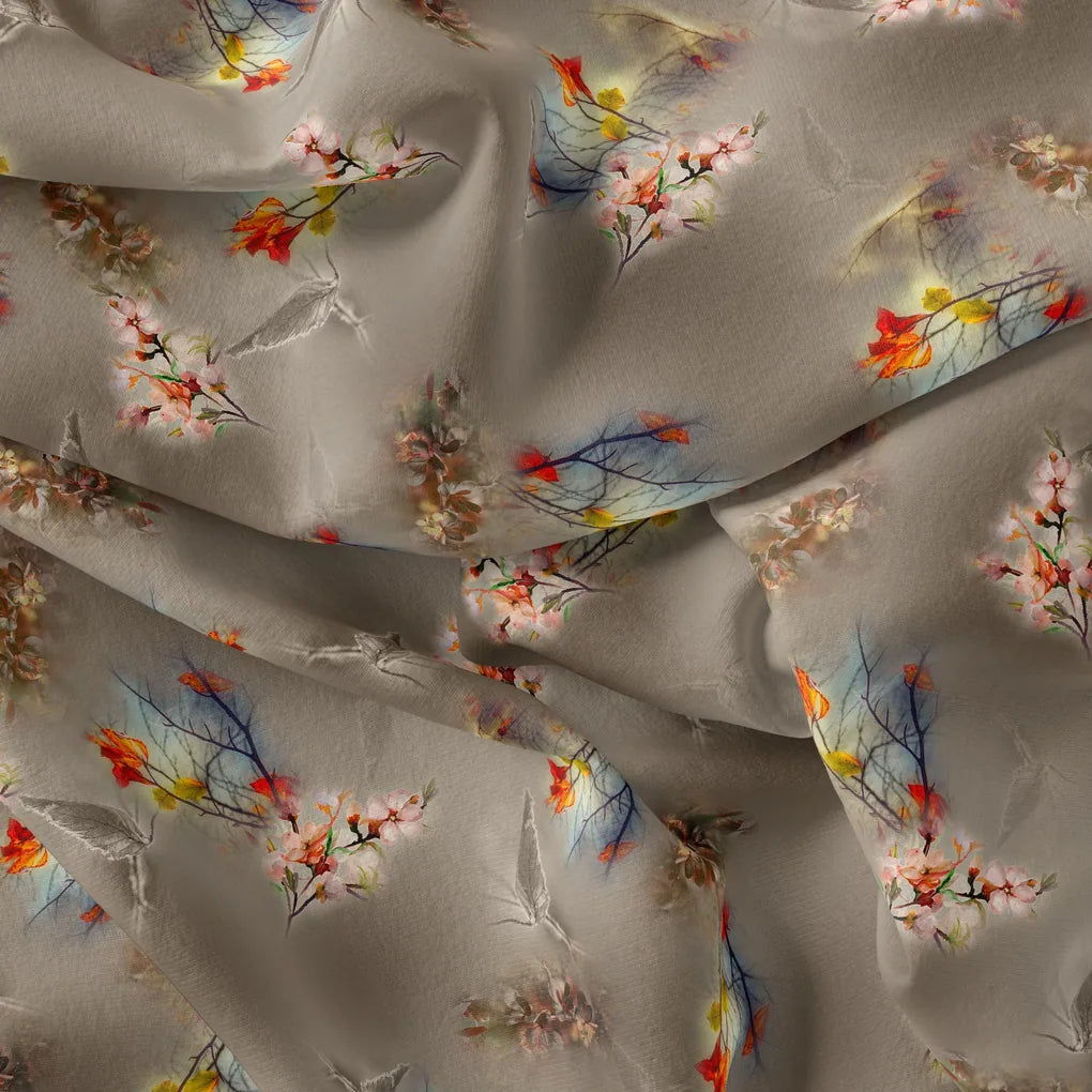 Attractive Pink Periwinkle With Autumn Buds Leaves Digital Printed Fabric - Pure Georgette – pg 0 ta09563pe 110 attractive pink periwinkle with autumn buds leaves digital printed fabric pure georgette 4