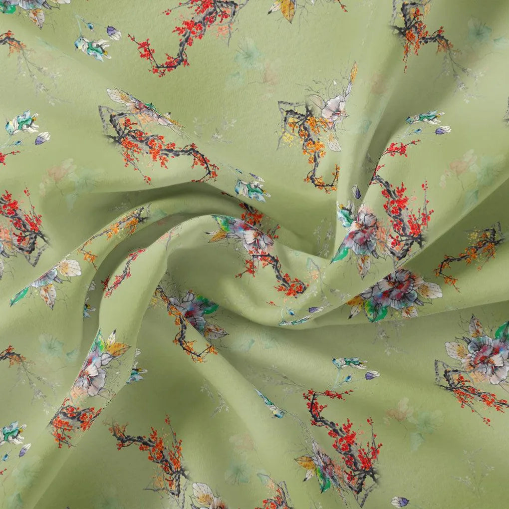 Nature Art Botanical Flower Digital Printed Fabric - Pure Georgette – pg 0 ta09566c 110 nature art botanical flower digital printed fabric pure georgette 1