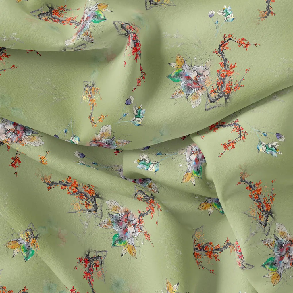 Nature Art Botanical Flower Digital Printed Fabric - Pure Georgette – pg 0 ta09566c 110 nature art botanical flower digital printed fabric pure georgette 4