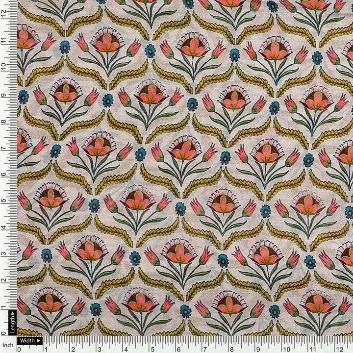 Green Leaves With Flower Digital Printed Fabric - FAB VOGUE Studio®