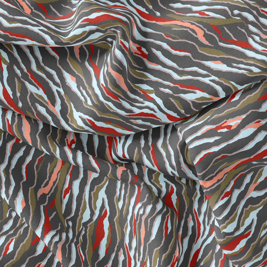 New Colourful Zigzag Paper Art Digital Printed Fabric - Pure Georgette - FAB VOGUE Studio®