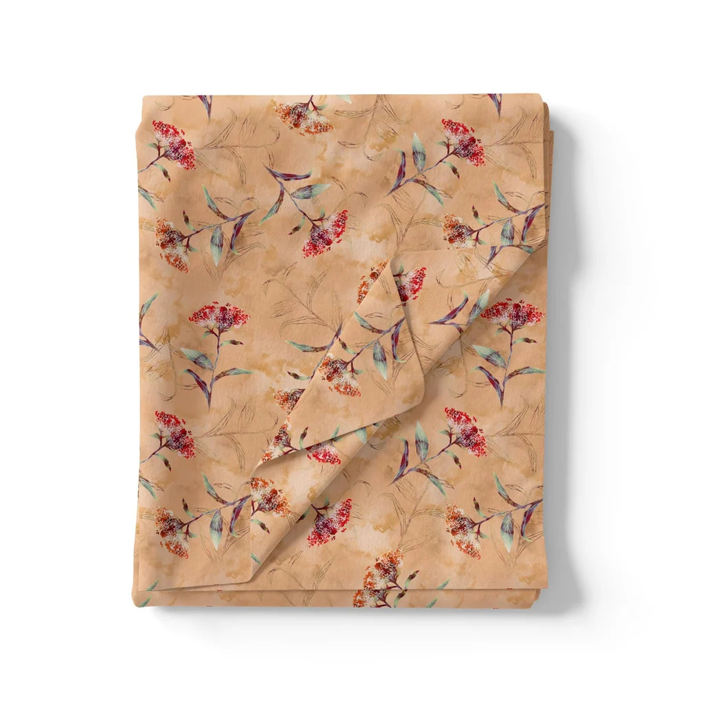 Botanical Red And Orange Floral Flower Digital Printed Fabric - Pure Georgette – pg 0 ta09631pg 110 botanical red and orange floral flower digital printed fabric pure georgette 3