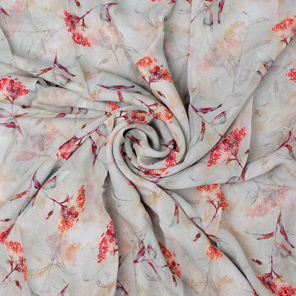 Beautiful Botanical Ixora Flower Digital Printed Fabric - Pure Georgette – pg 0 ta09631ph 110 beautiful botanical ixora flower digital printed fabric pure georgette 1