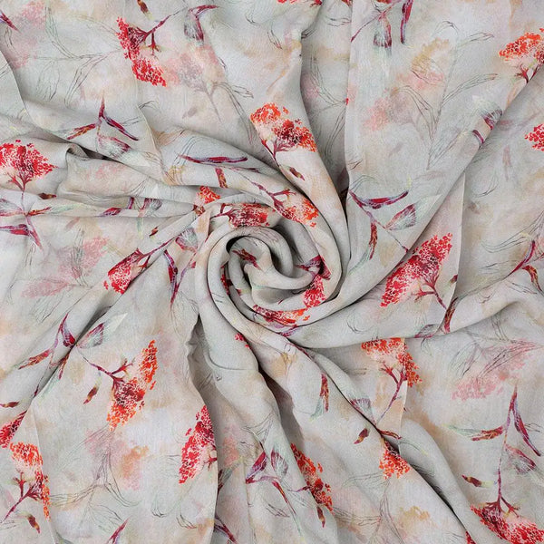 Beautiful Botanical Ixora Flower Digital Printed Fabric - Pure Georgette – pg 0 ta09631ph 110 beautiful botanical ixora flower digital printed fabric pure georgette 1