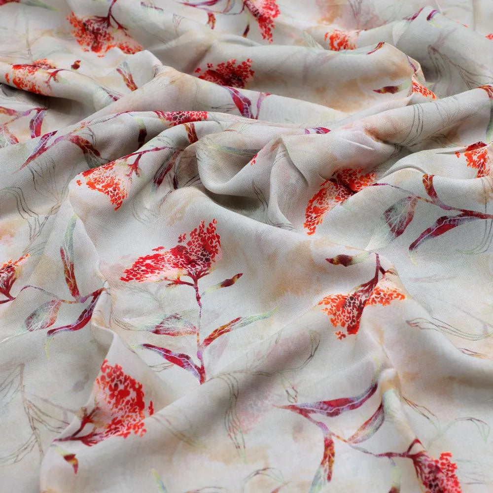 Beautiful Botanical Ixora Flower Digital Printed Fabric - Pure Georgette – pg 0 ta09631ph 110 beautiful botanical ixora flower digital printed fabric pure georgette 3
