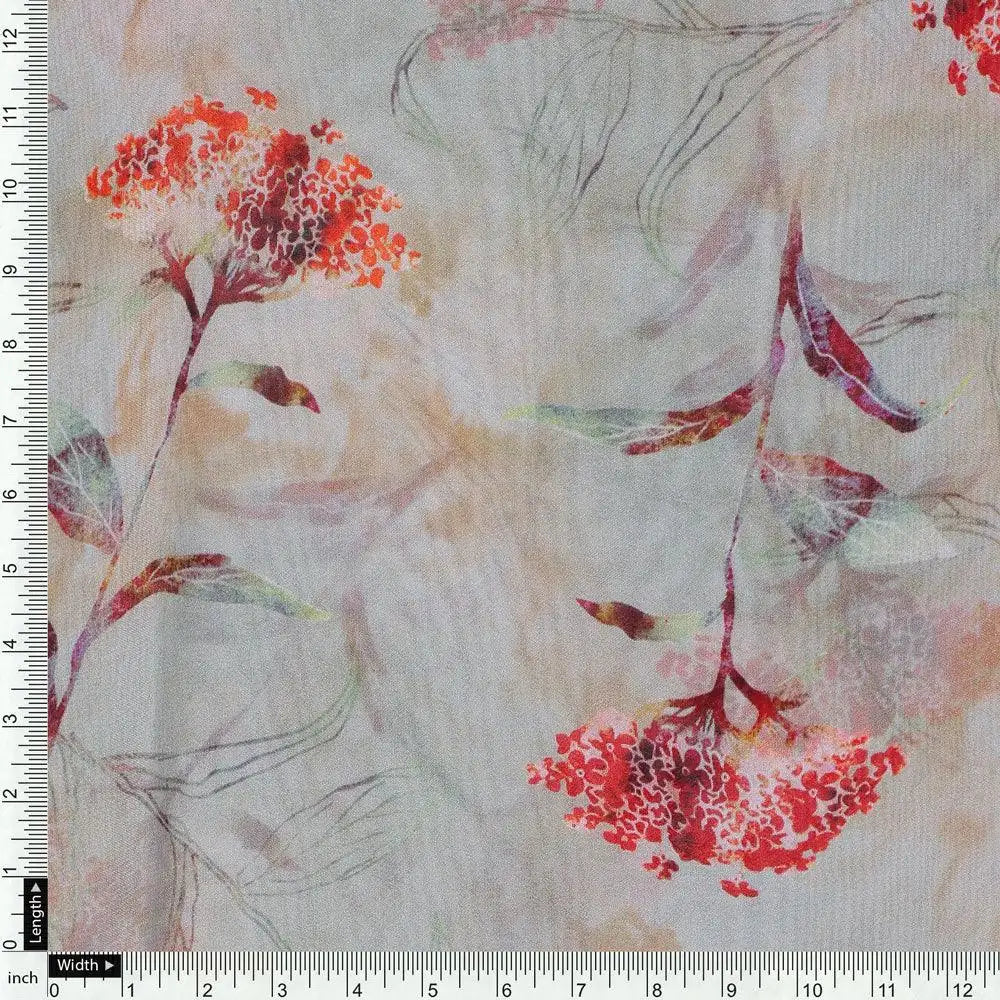 Beautiful Botanical Ixora Flower Digital Printed Fabric - Pure Georgette – pg 0 ta09631ph 110 beautiful botanical ixora flower digital printed fabric pure georgette 4