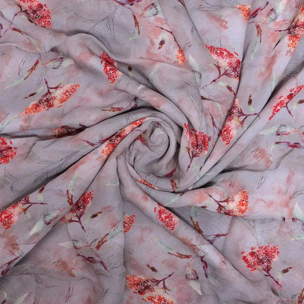 Ixora Flower With Leaves Digital Printed Fabric - Pure Georgette – pg 0 ta09631pi 110 ixora flower with leaves digital printed fabric pure georgette 1