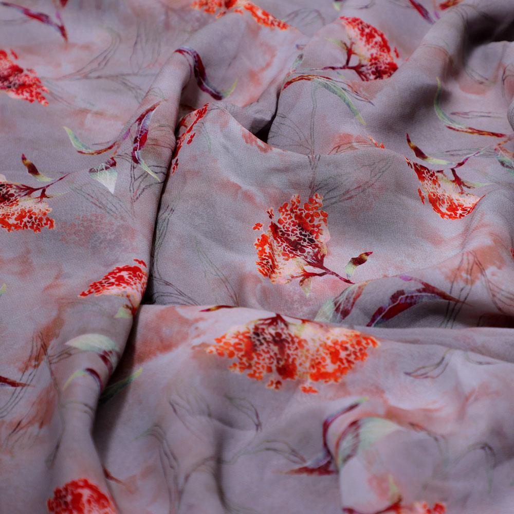 Ixora Flower With Leaves Digital Printed Fabric - Pure Georgette – pg 0 ta09631pi 110 ixora flower with leaves digital printed fabric pure georgette 3