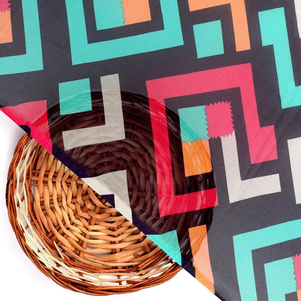 Multicolour Puzzle Rainbow Greek Key Digital Printed Fabric - Pure Georgette – pg 0 ta09662 110 multicolour puzzle rainbow greek key digital printed fabric pure georgette 2