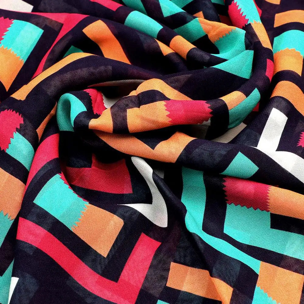 Multicolour Puzzle Rainbow Greek Key Digital Printed Fabric - Pure Georgette – pg 0 ta09662 110 multicolour puzzle rainbow greek key digital printed fabric pure georgette 3