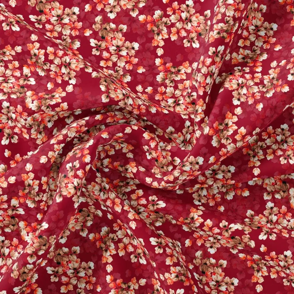 Most Attractive Red And Golden Ninebark Leaves Digital Printed Fabric - Pure Georgette – pg 0 ta09669a 110 most attractive red and golden ninebark leaves digital printed fabric pure georgette 1