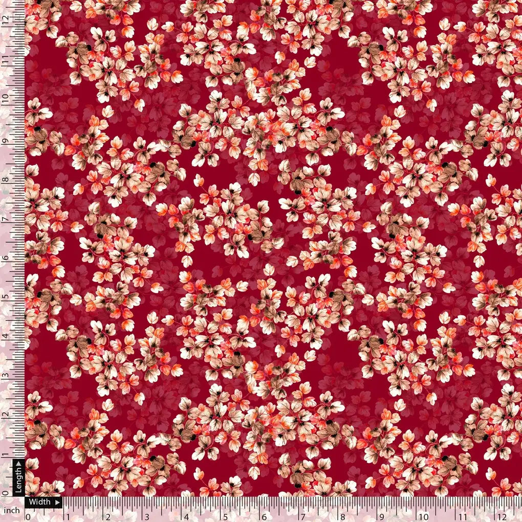 Most Attractive Red And Golden Ninebark Leaves Digital Printed Fabric - Pure Georgette – pg 0 ta09669a 110 most attractive red and golden ninebark leaves digital printed fabric pure georgette 5