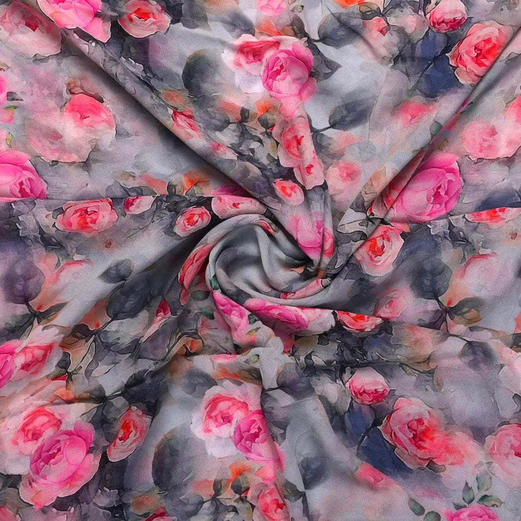 Pink And Peach Rose Allover Digital Printed Fabric - Pure Georgette – pg 0 ta6801p1 110 pink and peach rose allover digital printed fabric pure georgette 1