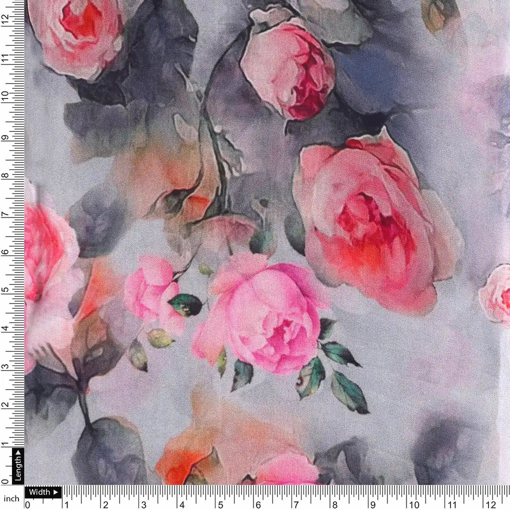 Pink And Peach Rose Allover Digital Printed Fabric - Pure Georgette – pg 0 ta6801p1 110 pink and peach rose allover digital printed fabric pure georgette 4