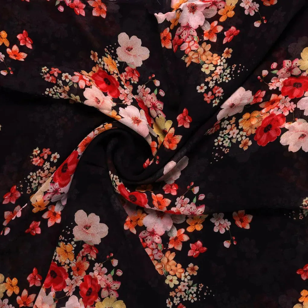 Colorful Floral Black Base Digital Printed Fabric – pg 0 ta7198 110 colorful floral black base digital printed fabric 1