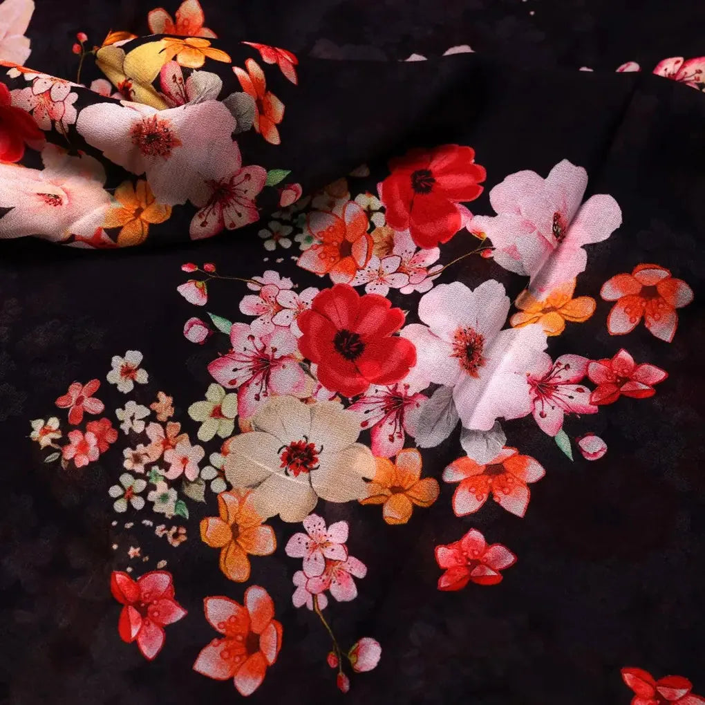 Colorful Floral Black Base Digital Printed Fabric – pg 0 ta7198 110 colorful floral black base digital printed fabric 3