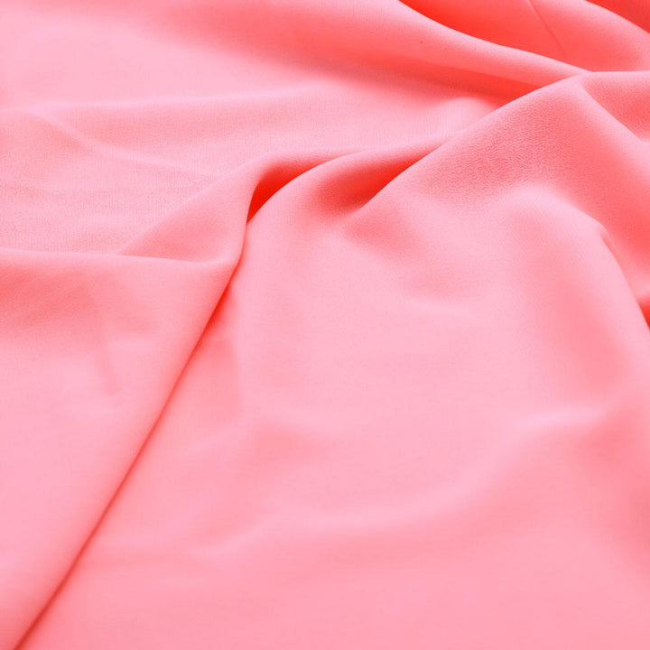 Peach Plain Georgette Solid Fabric - FAB VOGUE Studio®