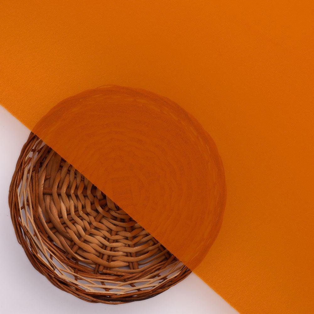 Orange Plain Georgette Solid Fabric - FAB VOGUE Studio®