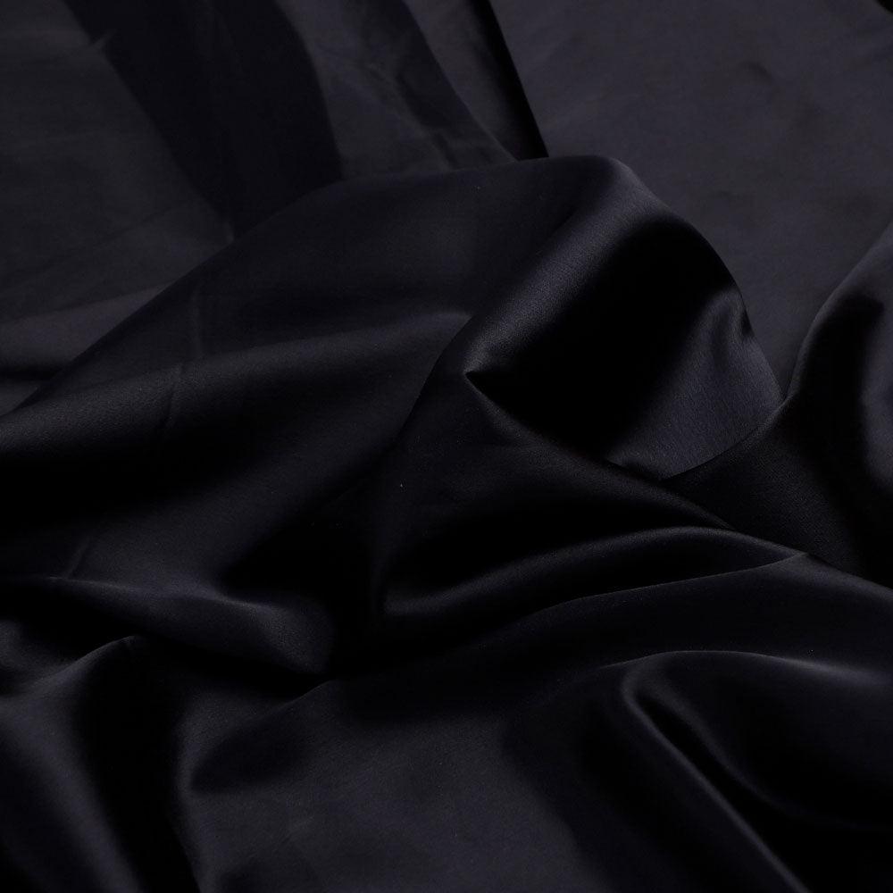 Black Plain Japan Satin Solid Fabric - FAB VOGUE Studio®