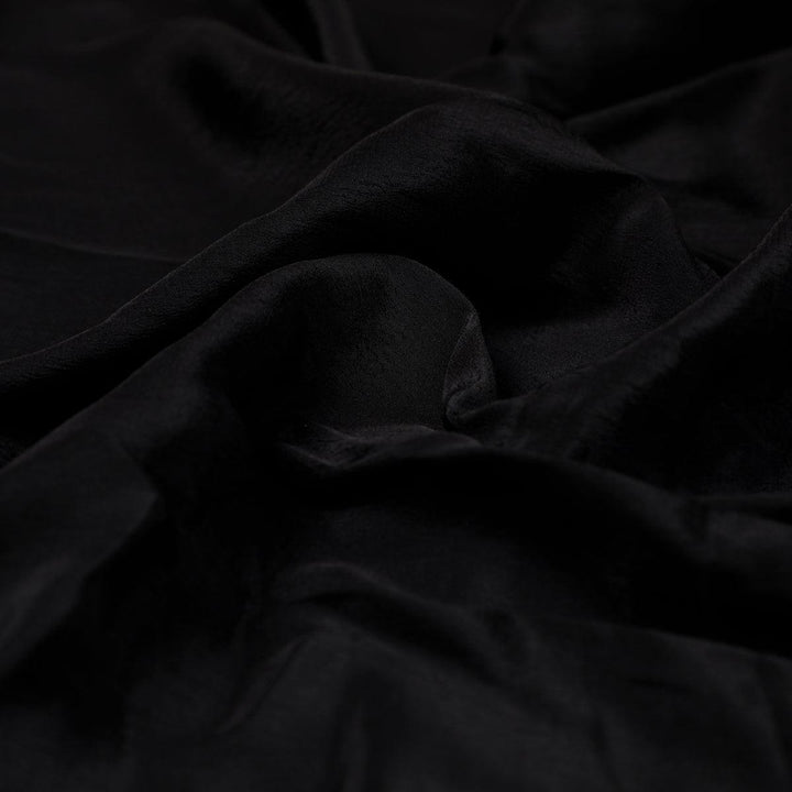Black Colour Pure Crepe Plain Dyed Fabric - FAB VOGUE Studio®