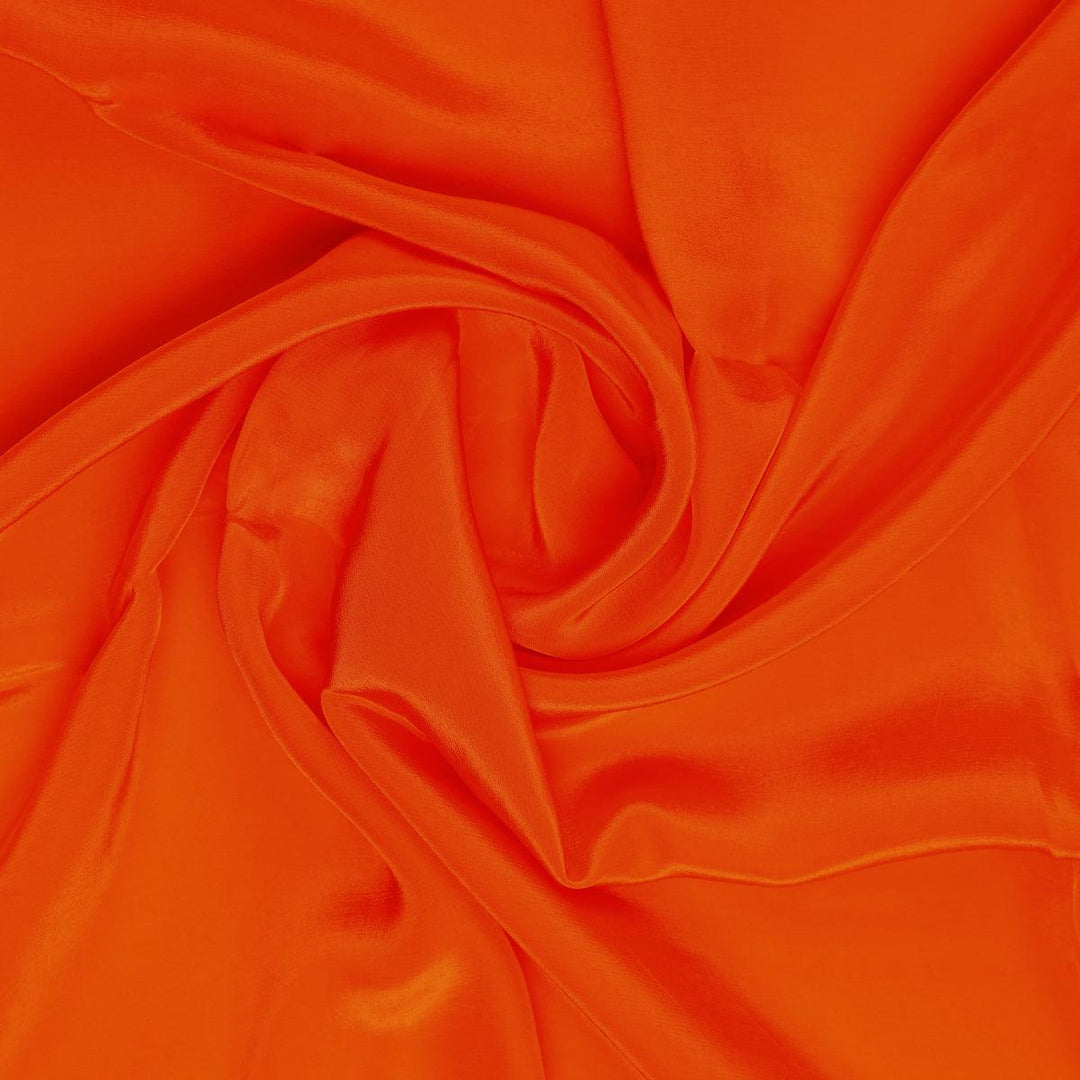 Orange Colour Natural Crepe Plain Dyed Fabric - FAB VOGUE Studio®