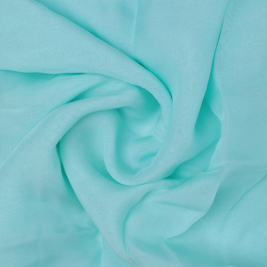 Pastel Blue Colour Pure Organza Plain Dyed Fabric - FAB VOGUE Studio®