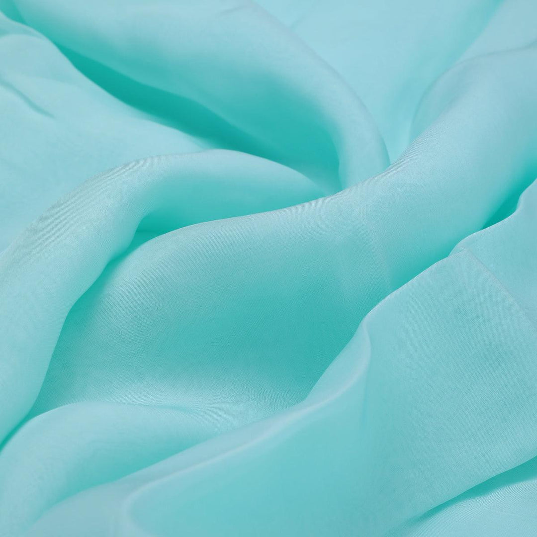 Pastel Blue Colour Pure Organza Plain Dyed Fabric - FAB VOGUE Studio®