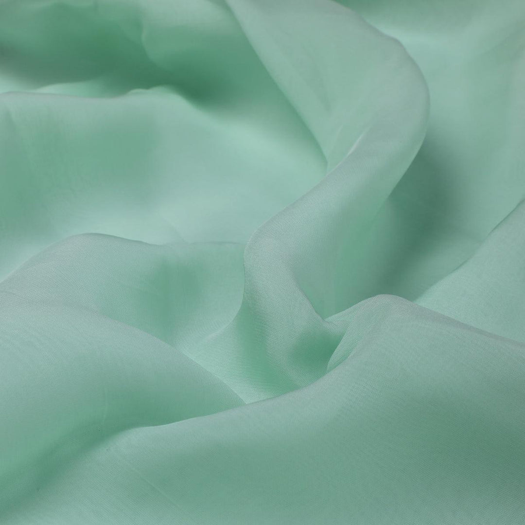 Light Pista Green Colour Pure Organza Plain Dyed Fabric - FAB VOGUE Studio®