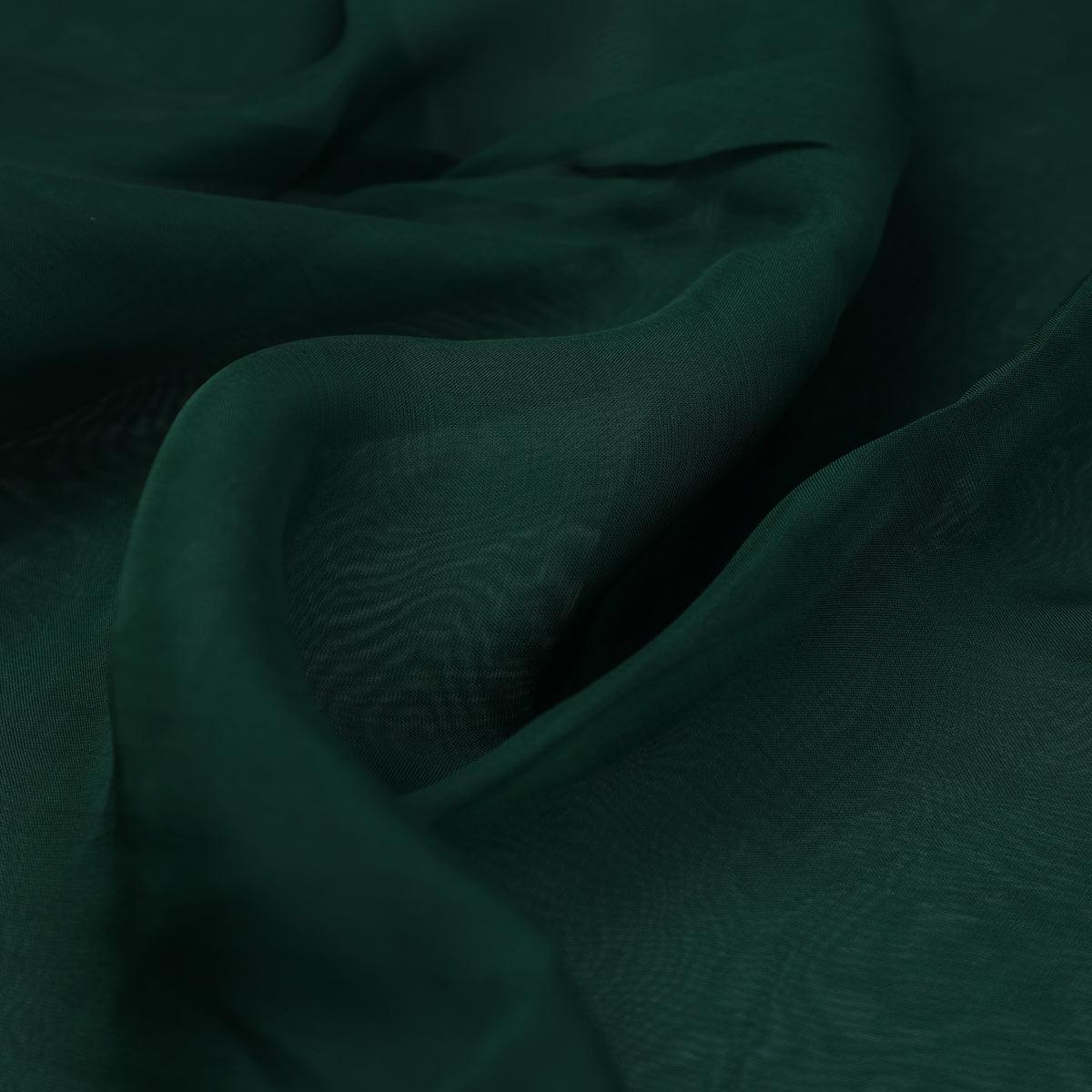 Green Colour Pure Organza Plain Dyed Fabric - FAB VOGUE Studio®