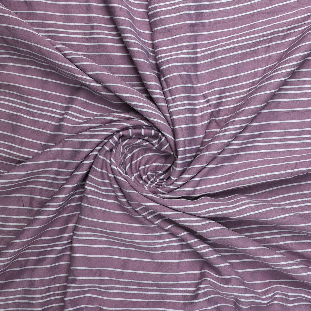 Purple Colour Pencil Stripes Self Patterned Dyed Fabric - FAB VOGUE Studio®