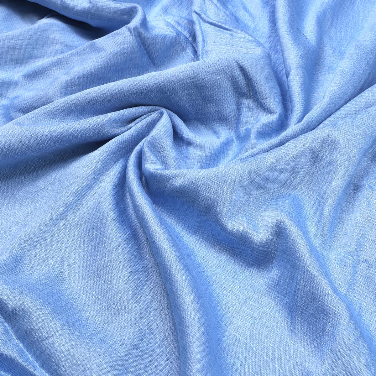 Sky Blue Colour Self Patterned Dyed Fabric - FAB VOGUE Studio®