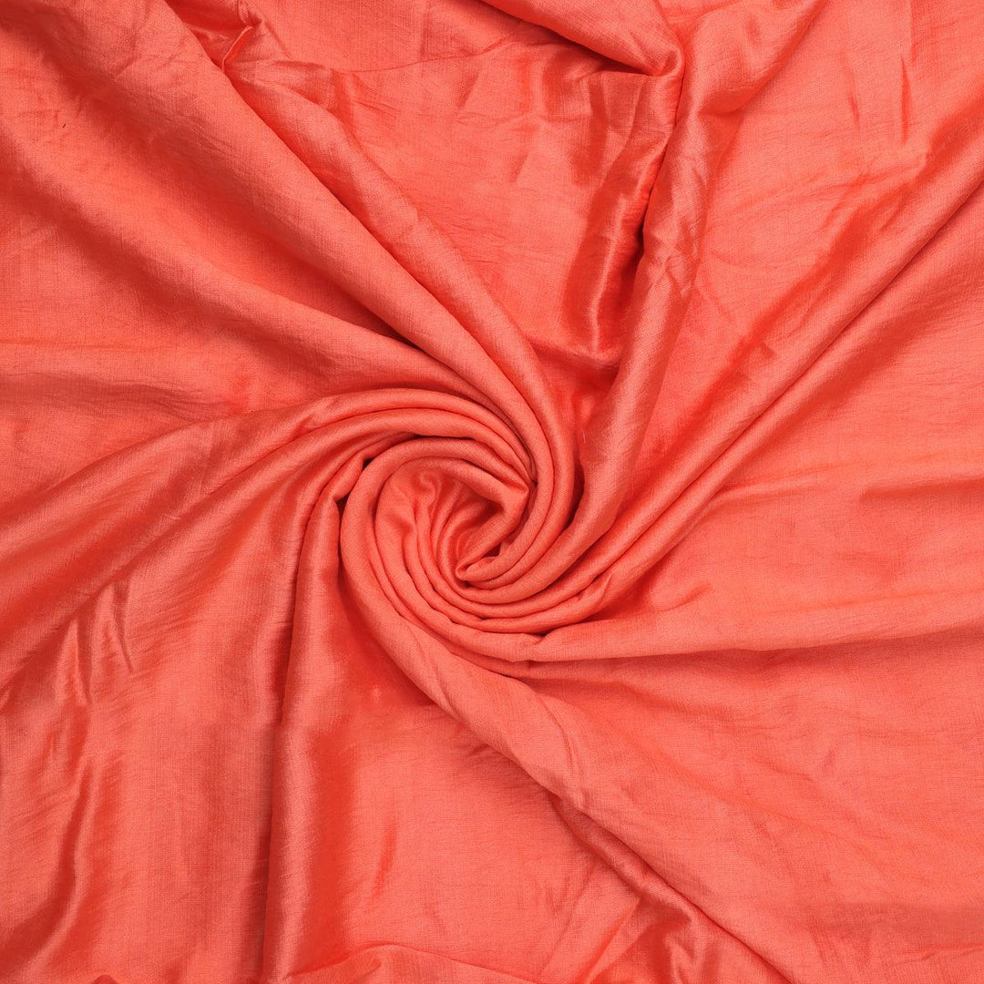 Tomato Colour Self Patterned Dyed Fabric - FAB VOGUE Studio®