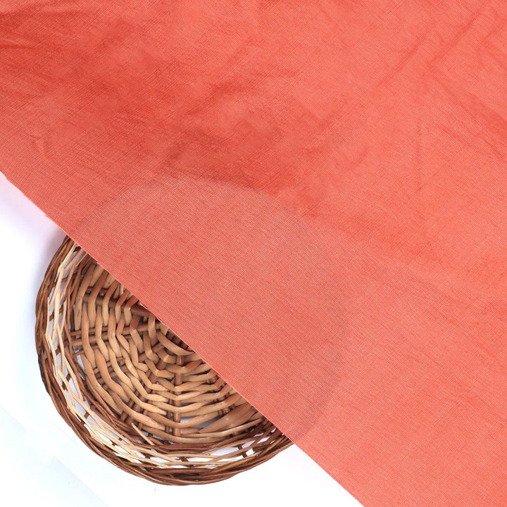 Tomato Colour Self Patterned Dyed Fabric - FAB VOGUE Studio®