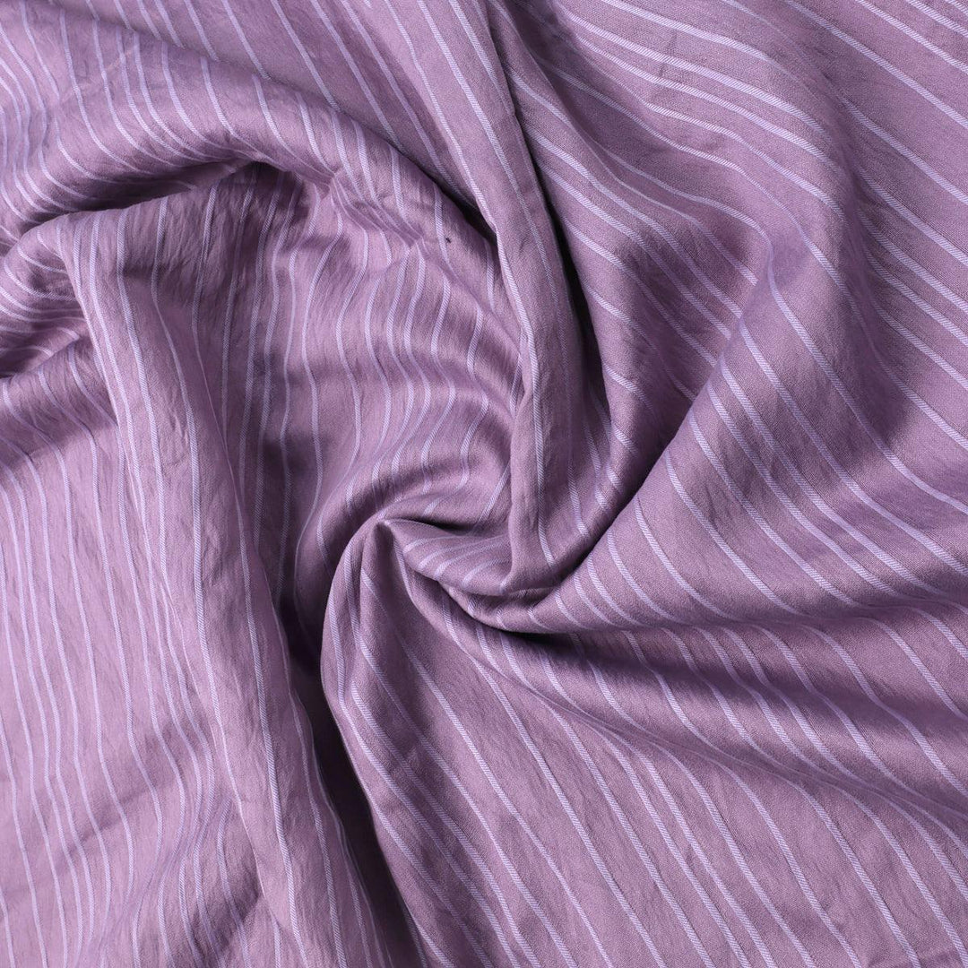 Purple Colour Pencil Stripe Self Patterned Dyed Fabric - FAB VOGUE Studio®