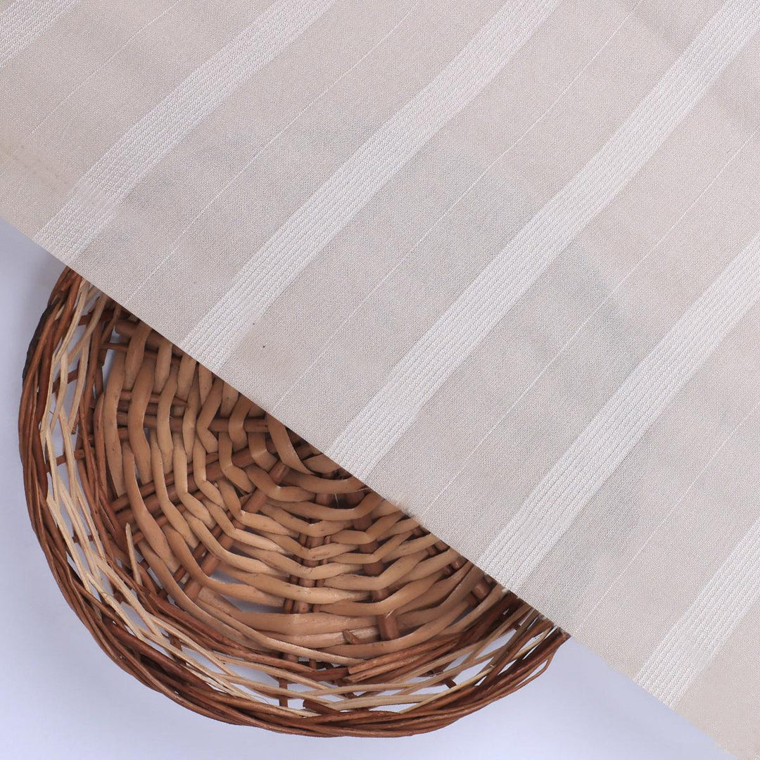 Mushroom Gray Colour Bengal Stripes Self Patterned Dyed Fabric - FAB VOGUE Studio®
