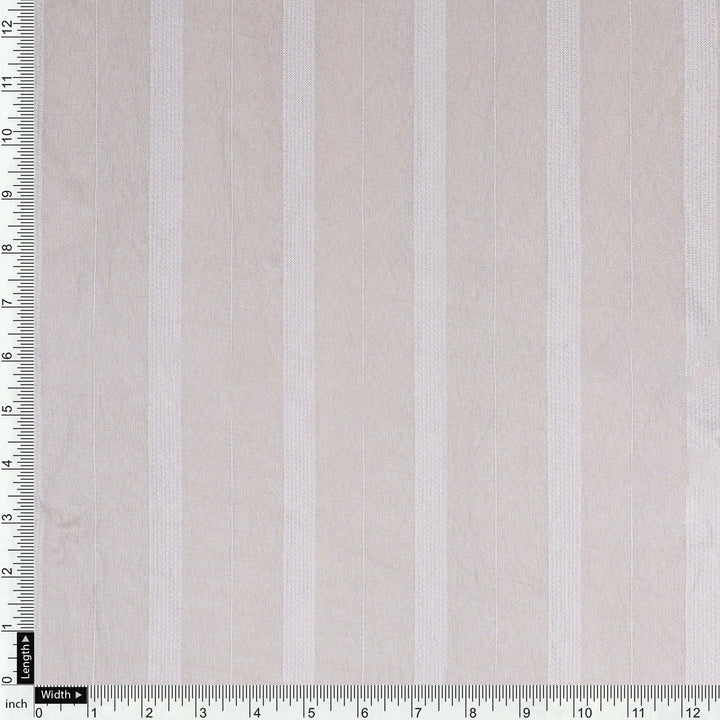 Mushroom Gray Colour Bengal Stripes Self Patterned Dyed Fabric - FAB VOGUE Studio®
